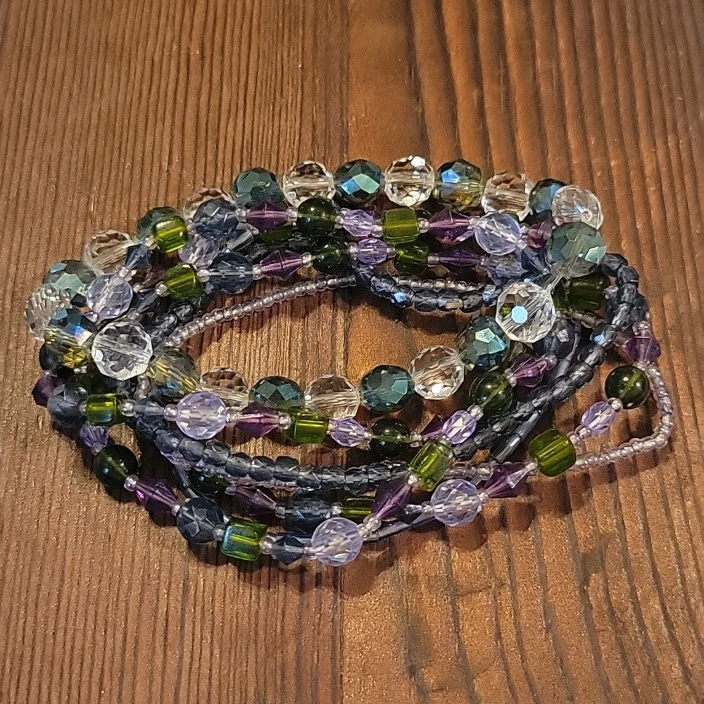 Beaded Braclet Set‎ Purple